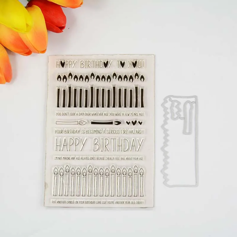 

Birthday candles Transparent clear stamp/coordinating die for DIY Scrapbooking/Card Making/Kids Fun Decoration Supplies