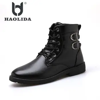 

Autumn And Winter 2018 New Fashion High Gang Short Boots High Quality Soft And Comfortable Flat Bottom Non-slip Men's Boots