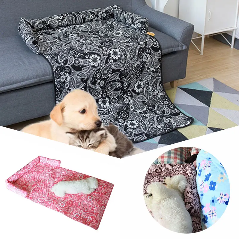 cheap Autumn Winter Warming Dog Cat Breathable Foldable Pet Sofa Mat Puppy Kennel Dog Soft Cotton Blanket Pet Home Sofa Pad Protector