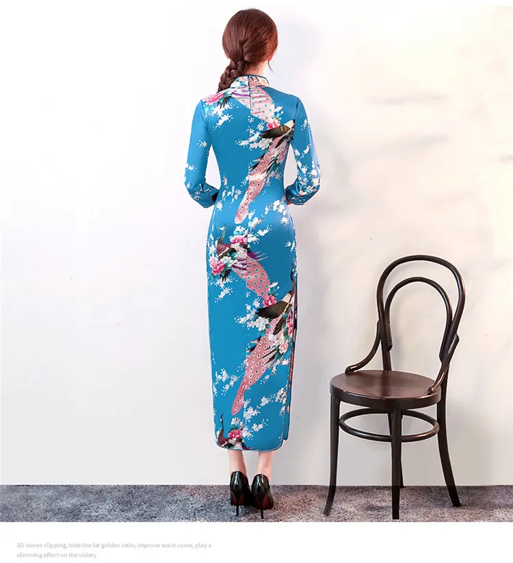 Платье Чонсам длинные Qipao модный принт платья для свадебной вечеринки для женщин традиционные Восточная одежда женская одежда S-6XL DNV11137