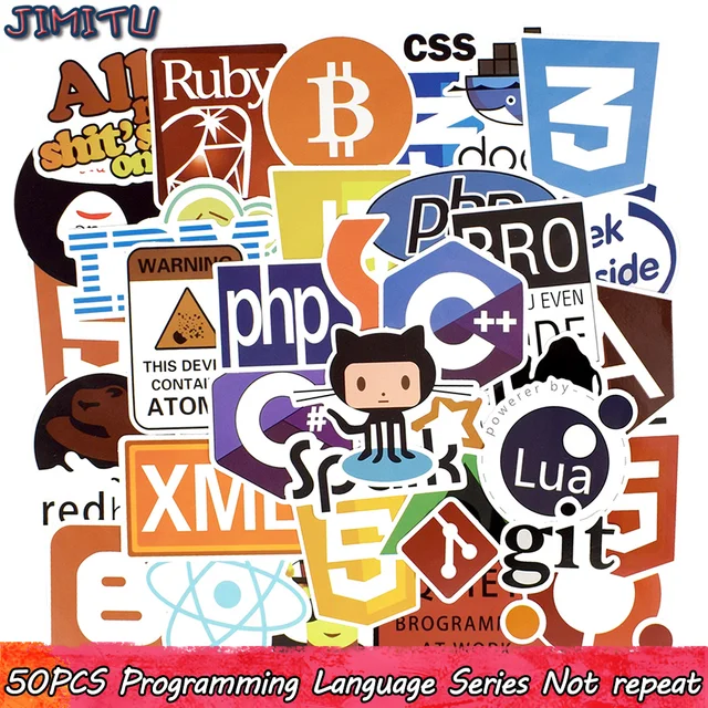 Special Offers 50 PCS Programming Language Sticker Java Html APP Software Program Stickers for Geek DIY Laptop Macbook Computer Phone PS4