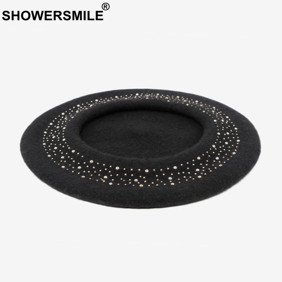 Берет SHOWERSMILE женский шерстяной художественный берет с заклепками Модный мягкий