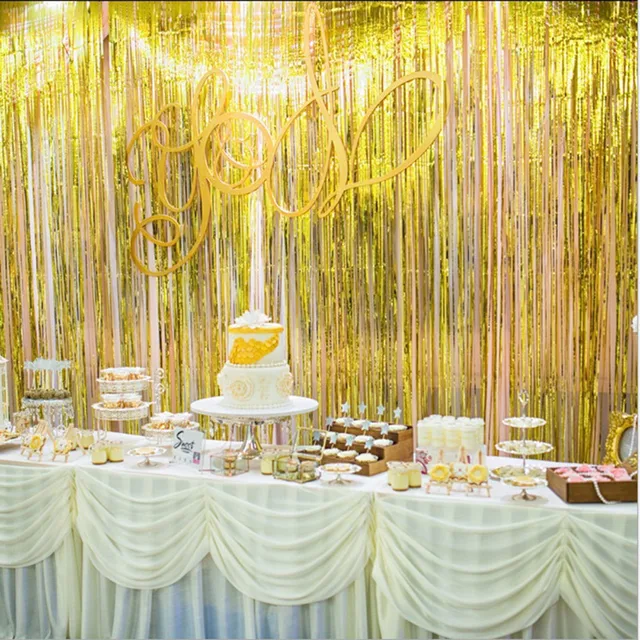 Door Wall Foil Curtains Fringe Garlands  Ribbons Backdrop Curtains 2m*1m Wedding Birthday Party Event Home Room Decor F608