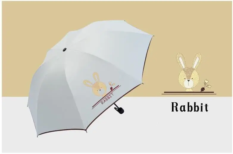 TECHOME Зонт с милым животным узором, сова, кролик, медведь, олень, лиса, Женский Зонт от дождя, женский складной солнечный зонтик
