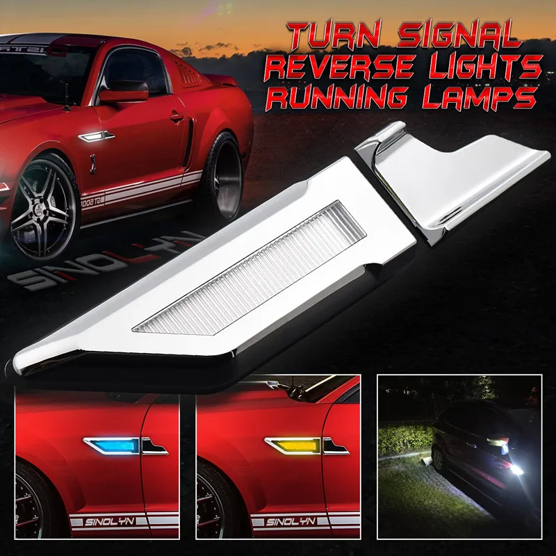  Switchback LED Light Side Marker Lamps Turn Signal+DRL+ Reverse Parking Lights White/Amber/Blue Car - 32881403690