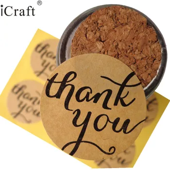 

1200pcs Kraft Seal Sticker Thank You Circle Paper Point Sticker