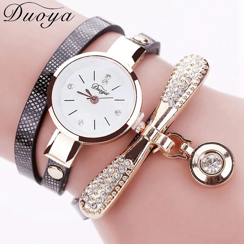 Duoya Brand Bracelet Watches For Women Luxury Gold Crystal Fashion Quartz Wristwatch Clock Ladies Vintage Watch Dropshipping 