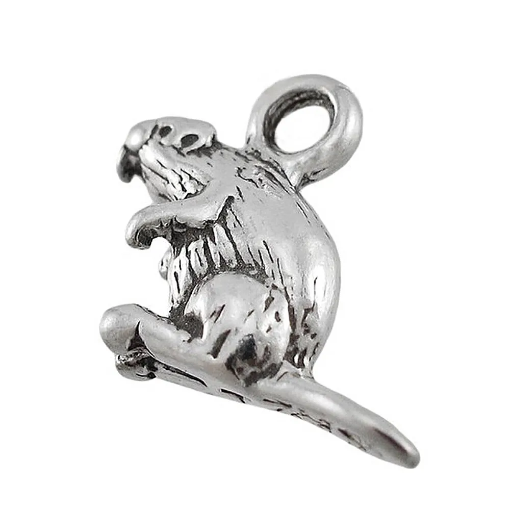 3D животных ювелирные изделия серии Серебро Под Старину бобра шармы животных браслеты для влюбленных ожерелья Изготовление DIY
