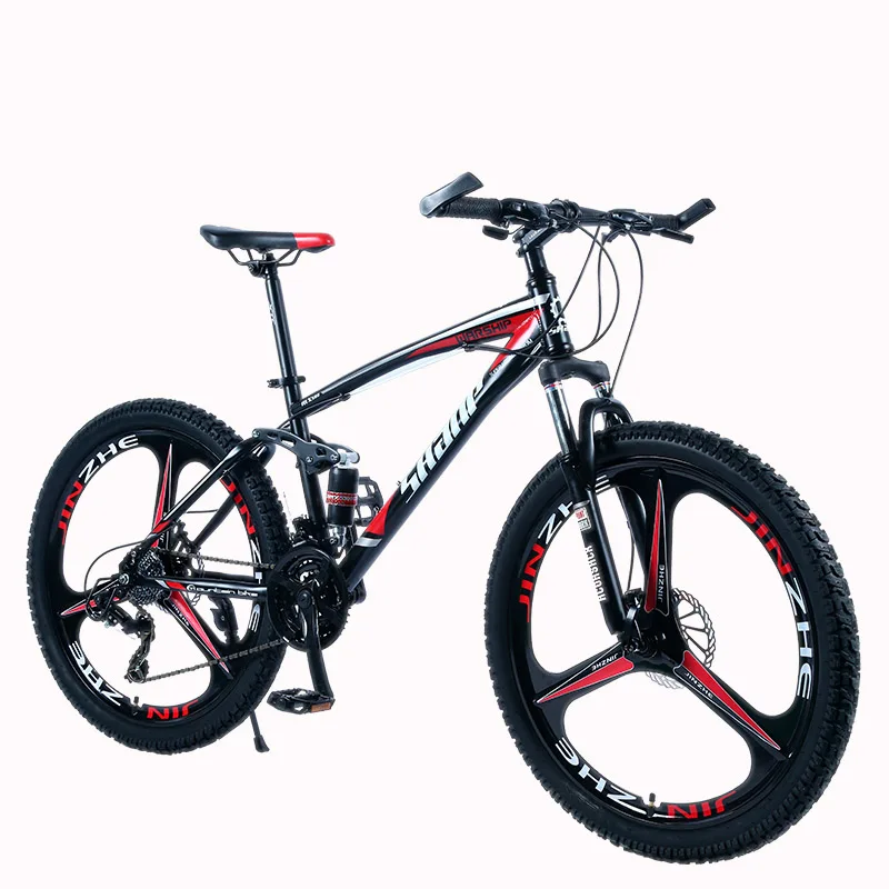 

Mountain Bike Steel Frame Full Suspension Frame Mechanical Disc Brake 24 Speed Shimano 26" Alloy Wheels