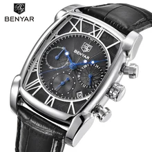 Relogio Masculino BENYAR Brand Fashion Sport Chronograph Men’s Watches 30M Waterproof Genuine Leather Strap Luxury Quartz Watch