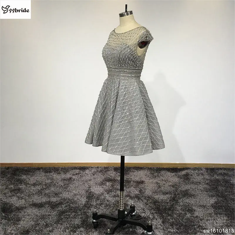 Party Dresses Cocktail Dresses Skirt Grey Knee-Length Scoop Neck A-Line