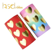 HSDRibbon 75 мм 3 дюйма на заказ Любовь Сердце Золотая фольга напечатанная на HT и корсажная лента