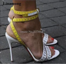 Unique Design Ruler Cross Charming Ankle Straps Rulers High Heel Sandals