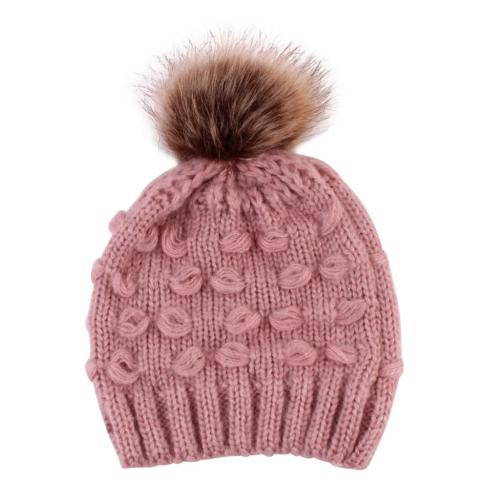 Милые детские шапки для маленьких девочек и мальчиков, зимняя теплая вязаная шапка года, брендовая шапочка мех шапка с помпоном, детская шапка s