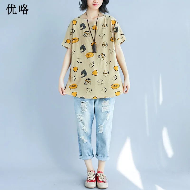 

Plus Size Cotton T-Shirt For Women Kawaii Cartoon Oversized Korean T Shirt 4XL 5XL 6XL Oversized T Shirt Femme Tee Shirt 2019