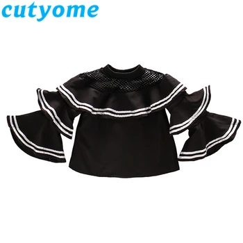 

Cutyome Wholesales -6pcs/lot Toddler Girls Blouses and Shirt Cotton Flare Sleeve Ruffles Blouse for Children School Tops 7 10 12