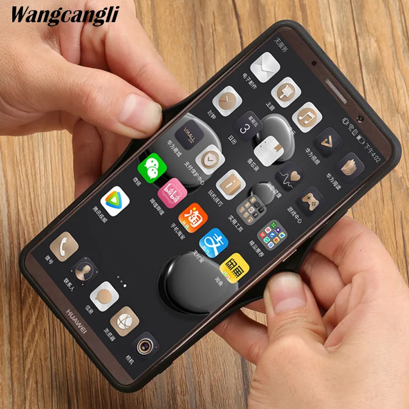 

Wangcangli Business top layer cowhide custom mobile phone full case for huawei mate 10pro triangle mobile phone full case