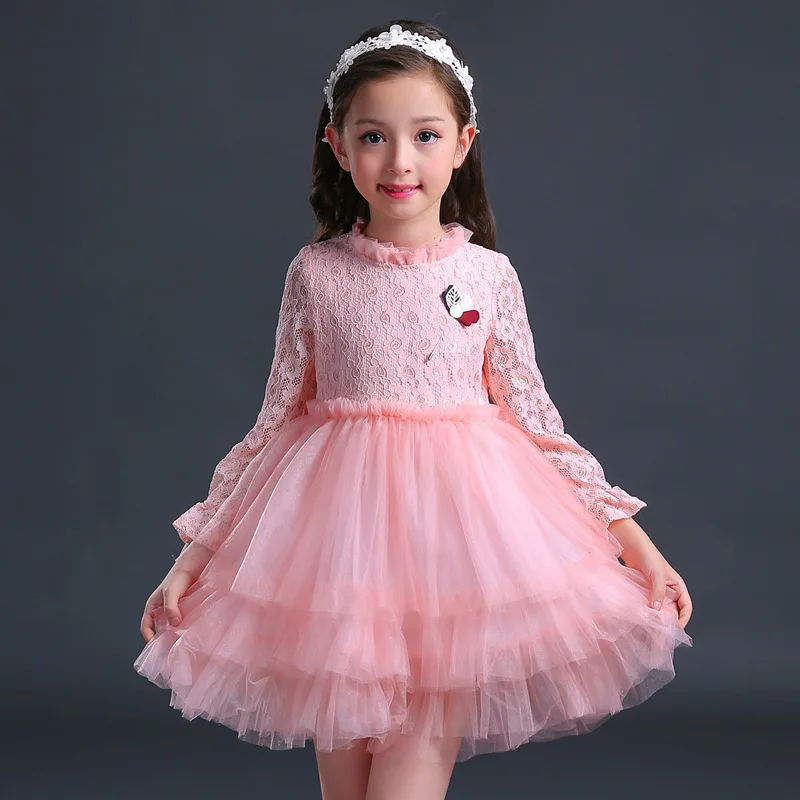 

Girls Clothing 2017 Flower Girl Dresses Baby Girl Clothes for Kids Party Princess Long Sleeve Tutu Dress 4 6 10 14 Years Old