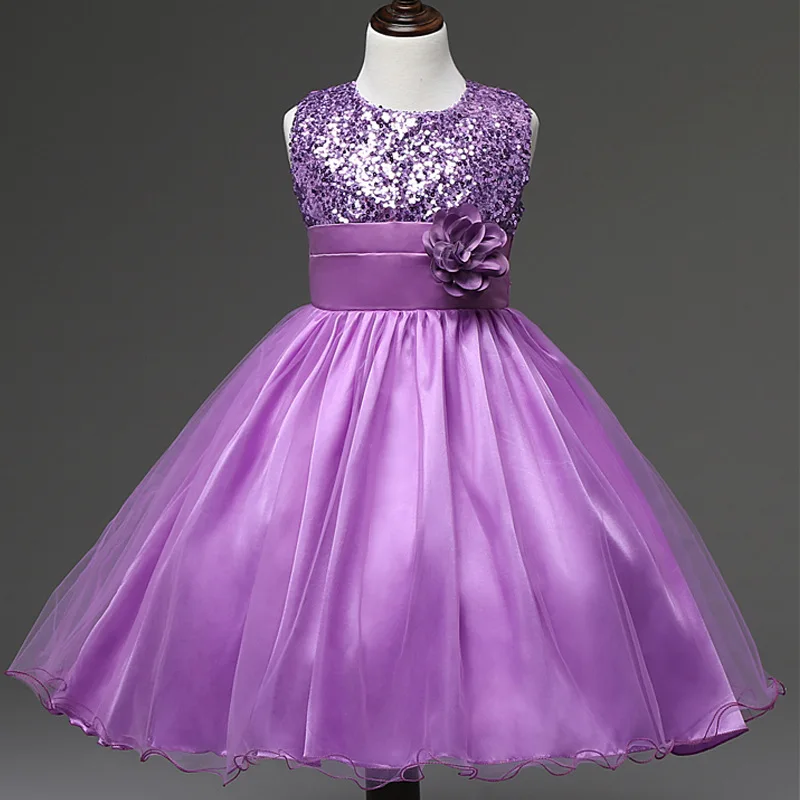 Кружевное открытое летнее платье принцессы для маленьких девочек Детские платья без рукавов Детское свадебное коктейльное платье международная торговля S - Color: Purple