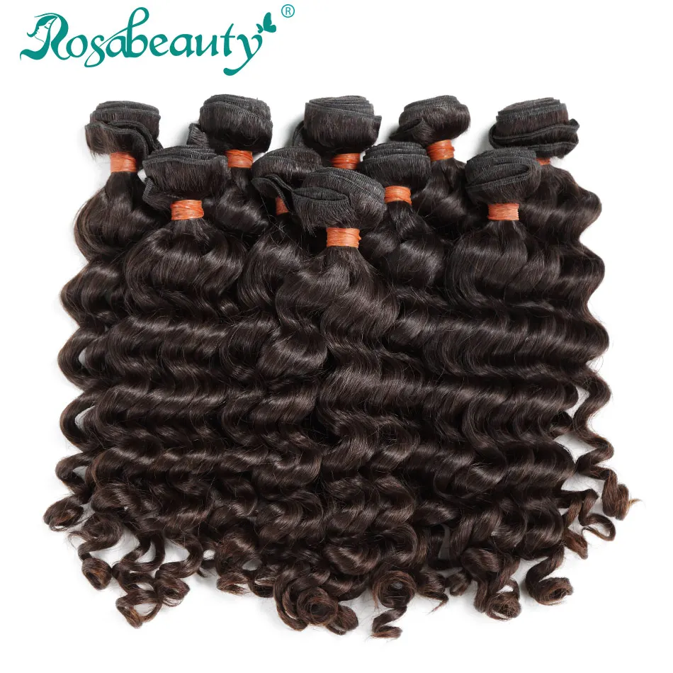 

Rosabeauty Brazilian Virgin Hair Loose Deep Wave 10Pcs/Lot Human Hair Weave Bundles Natural Color Free Shipping