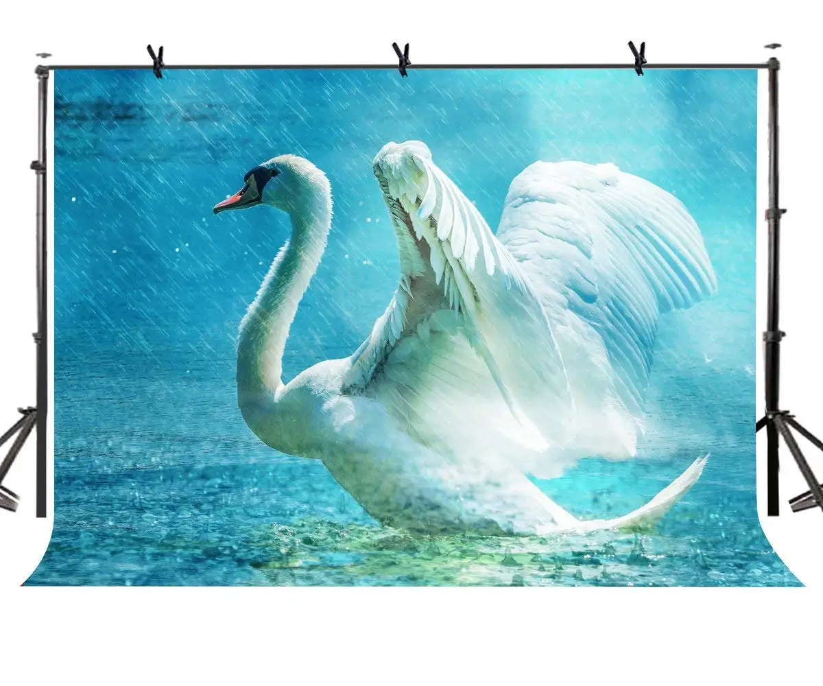 

150x220cm White Swan Backdrop White Swan Spreading Wings Photography Background for Camera Photo Props