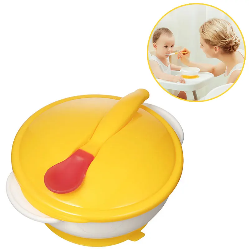 

Baby Tableware Dinnerware Suction Bowl with Temperature Sensing Spoon baby food Baby dinner Feeding Bowls dishes