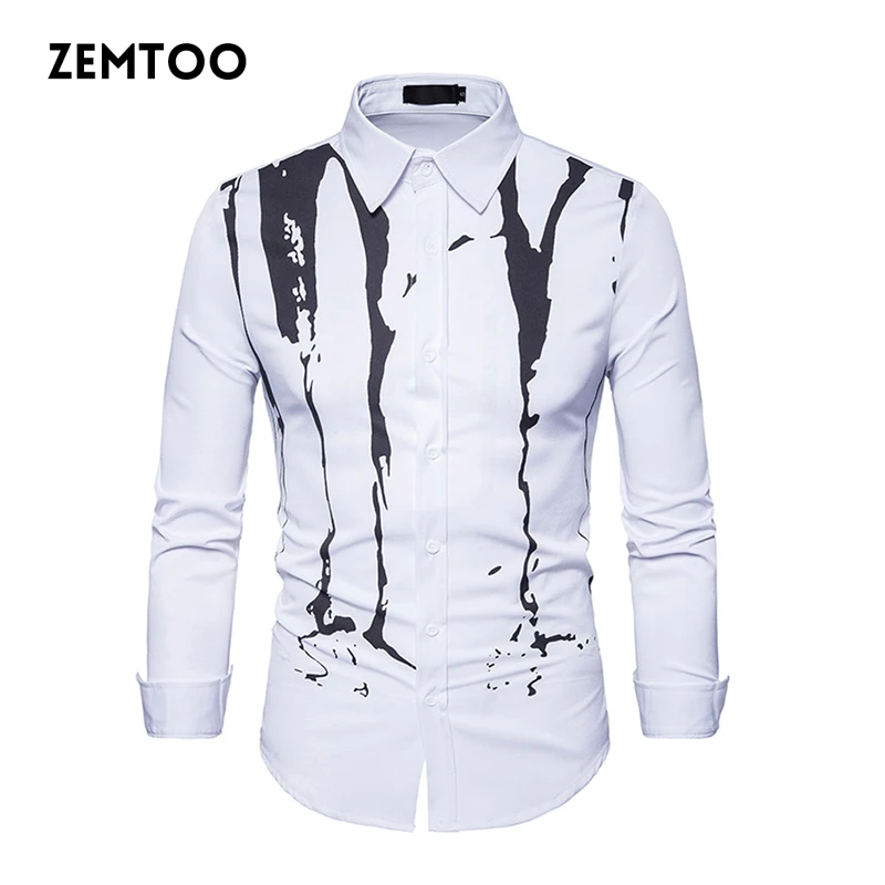 Autumn Brand font b Men b font font b Shirt b font Long Sleeve 3d Splash