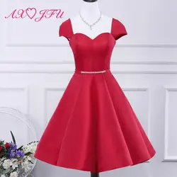 AXJFU корейский Банкетный короткий принцесса красное вечернее платье пушистое принцесса сладкий Новый стиль Мода Кристалл вечернее платье
