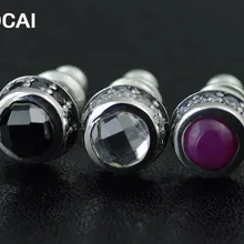 925 Чистое серебро драгоценный камень тайские серебряные круглые серьги-гвоздики