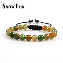 Весело снег Новое поступление 8 мм многоцветный граненые бусины агата браслет ювелирных изделий с гематит макраме