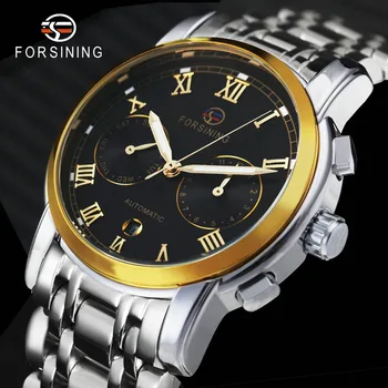 

FORSINING Top Brand Luxury Watch Men Fashion Dress Automatic Mechanical Stainless Steel Strap Sub-dials Work Relogio Masculino