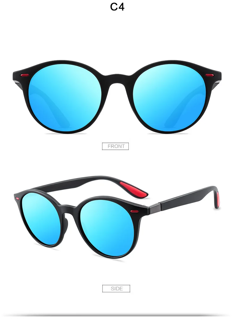 Роскошные брендовые поляризованные солнцезащитные очки для мужчин и женщин, черная оправа с круглым покрытием, мужские очки UV400, очки для вождения, Gafas De Sol - Цвет линз: C4