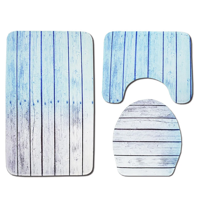 3 Piece Bathroom Rug Set Bath Contour Mat Lid Cover Non