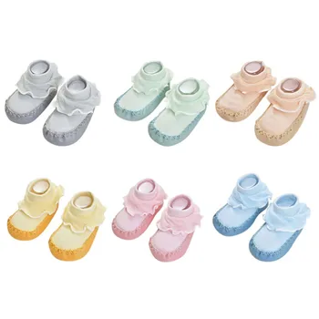 

2019 Infant Sock Solid Newborn Autumn Children Floor Socks Shoes Anti Slip Soft Sole Cute Baby Socks With Rubber Soles Sock