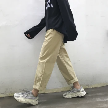 

Summer New Pants Men Fashion Solid Color Straight Drawstring Casual Trousers Street Wild Hip Hop Loose Joggers Sweatpants M-2XL