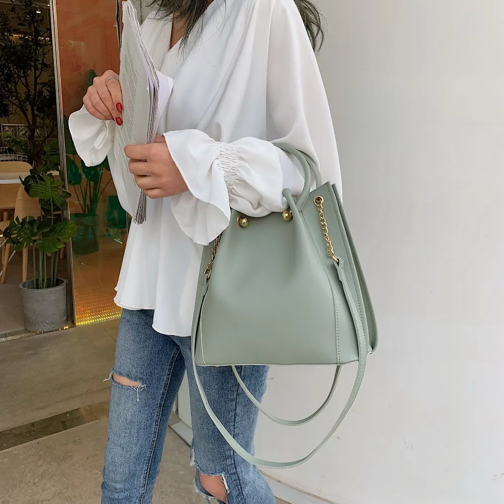 بسيطة PU حقائب يد جلدية مع جولة مقبض للنساء 2019 جديد الصيف Crossbody أكياس الإناث السفر رسول حقيبة كتف