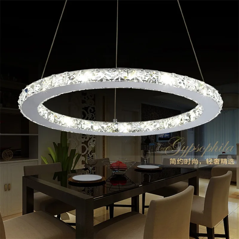 

LED Crystal Chandelier Light for Aisle Porch Hallway Stairs Crystal Ring dining light wth LED Light Bulb 8 Watt dia200mm
