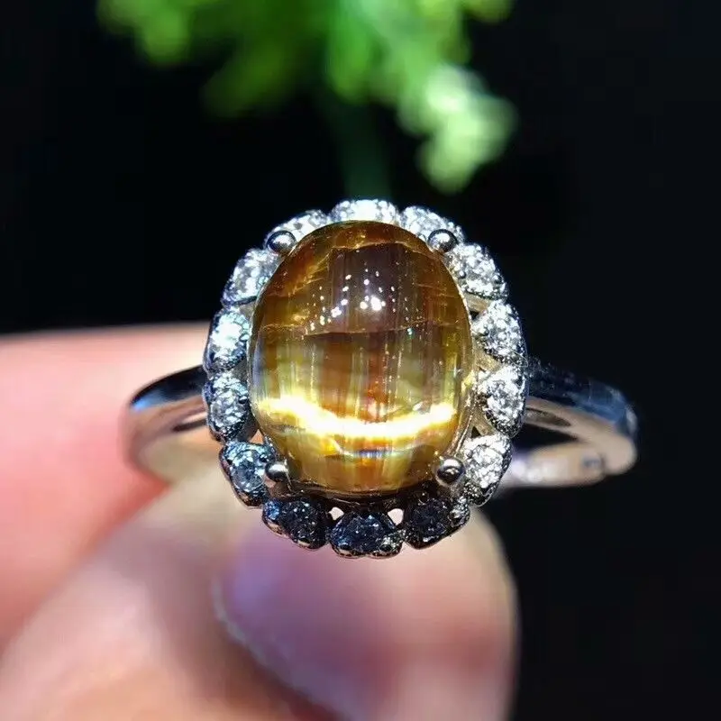 Genuine Natural Yellow Gold Rutilated Quartz Women Man Anniversary