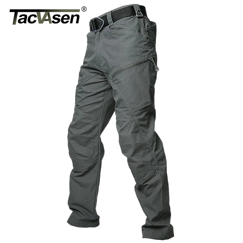

TACVASEN Tactical Cargo Pants Men Summer Straight Combat Army Military Pants Cotton Many Pockets Stretch Security Trousers Men