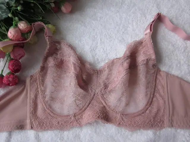 Plus Size Bra Underwear Full Cup Big Sheer Bra Women Intimates Black