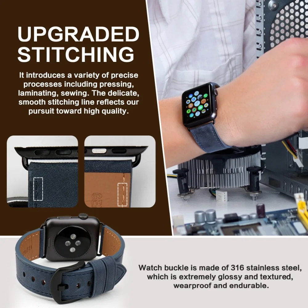 Ремешок из натуральной кожи для Apple Watch Band 44 мм 42 40 38 Series 4 3 2 1|Ремешки часов| |