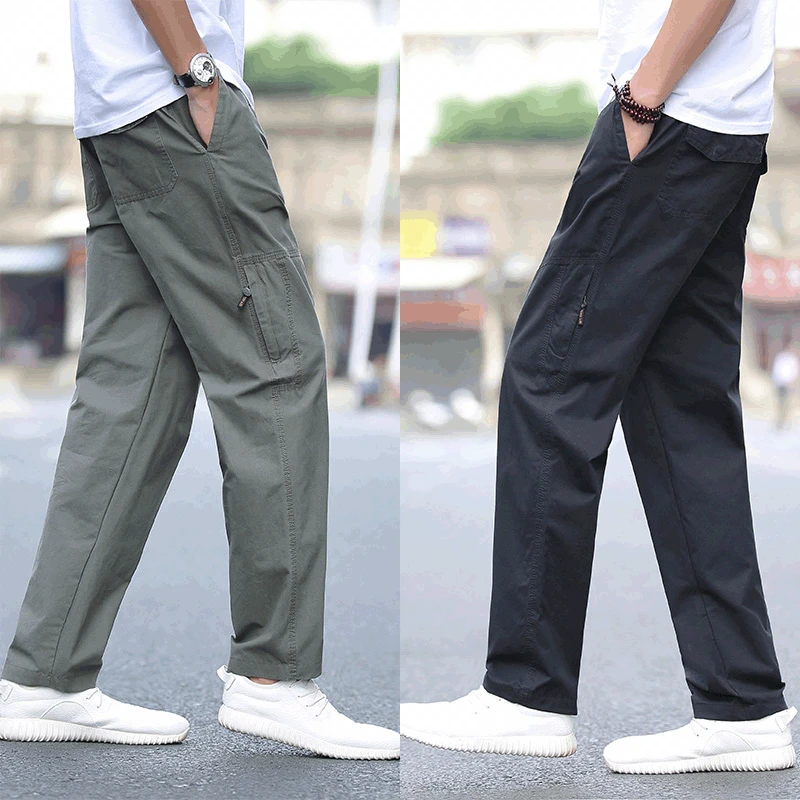 ICPANS Cargo Pants Men Army Cotton Loose Zipper jogger Elastic Waist Casual Pants Men Black Trousers Men Spring Size 4XL 5XL ICPANS Cargo Pants Men Army Cotton Loose Zipper jogger Elastic Waist Casual Pants Men Black Trousers Men Spring Size 4XL 5XL