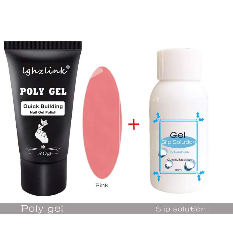 Lghzlink Nail Art Design 30ml Uv Gel French Nail Towel Gel Polish Remover Tips Build Extending Crystal Jelly Gum Poly Gel Set - Цвет: Pink