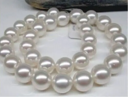 

18" HUGE AAA 11-12MM PERFECT ROUND SOUTH SEA GENUINE WHITE PEARL NECKLACE 14K (9.13)
