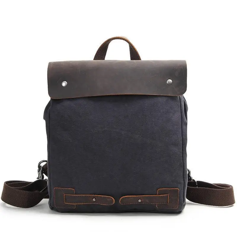 Johnature элегантный дизайн Винтаж Твердые износостойкие рюкзак из парусины для мужчин женщин портативный рюкзак школьная сумка - Цвет: Темно-серый