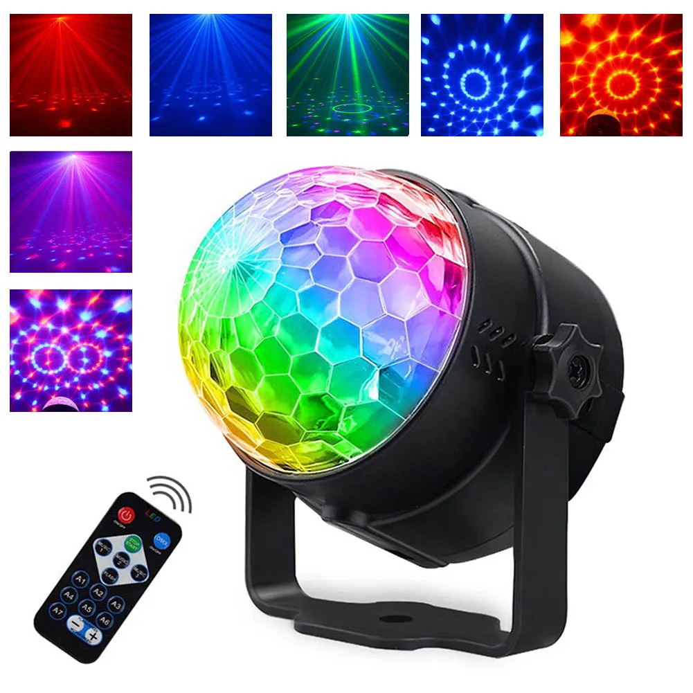 

RGB LED Light Sound Activated with Remote Multicolor Rotate Strobe Lights for Party Club Wedding JDH99