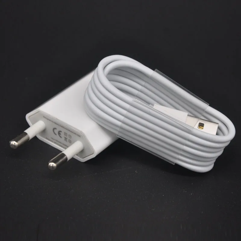 

Original Travel EU Plug Wall Charger + 1M 8Pin Data Sync Charger Cable for iPhone X XS XR XS MAX 7 8 6 6S Plus 5 5S SE