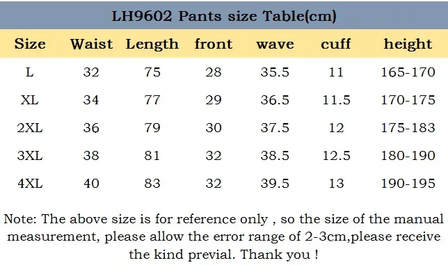 size table