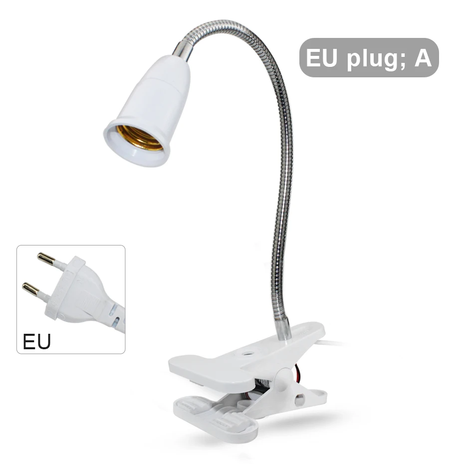 LED Bulb Lamp Holder Socket Adapter Clip Converter for LED Grow Light 360 Degrees Flexible Light Holder With Switch E27 - Цвет: Type A EU Plug