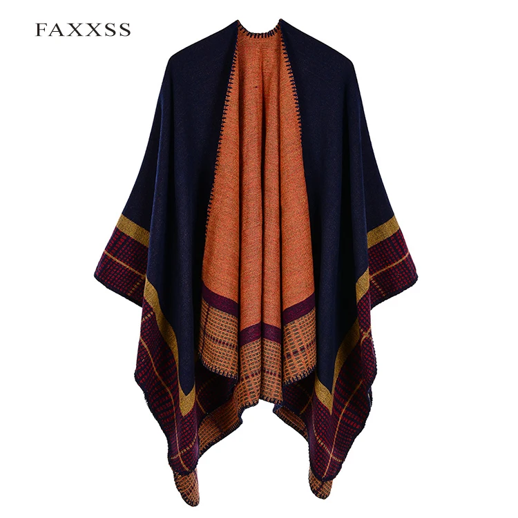 FXAASS новая осенняя/зимняя шаль Модное пончо женский шарф для леди Роскошное Одеяло кашемировые шарфы теплые пашмины накидка